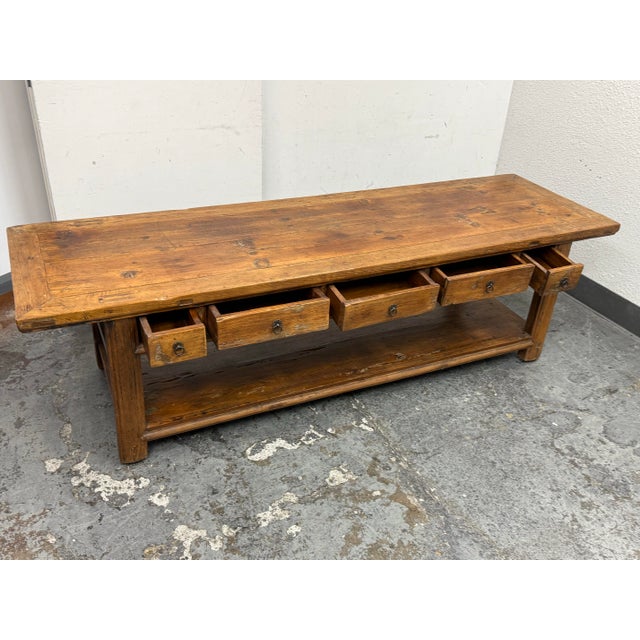 Wood Antique Chinese Altar Table + Drawers For Sale - Image 7 of 12