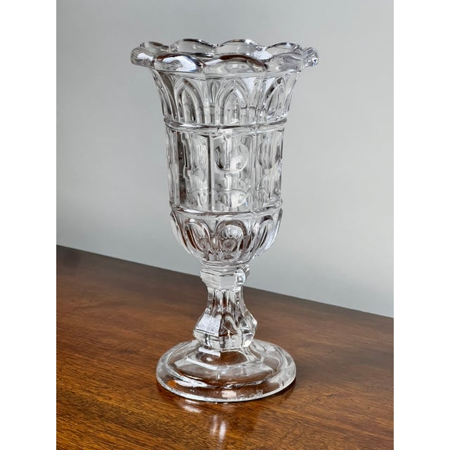 Antique Boston & Sandwich Glass Co. Gothic Arch Pressed Glass Celery Vase C. 1860–1880 For Sale In Boston - Image 6 of 9