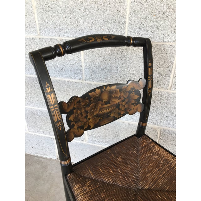 1940s L. Hitchcock Rush Bottom Bolster Turtle Back Side Chair Chairish