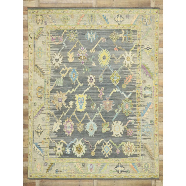 Gray Vintage Pastel Turkish Oushak High-Low Rug - 09'01 X 11'09 For Sale - Image 8 of 8