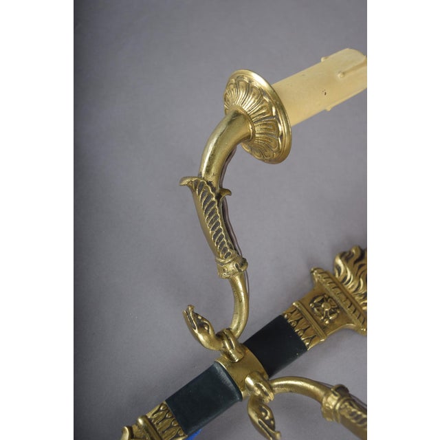 Metal Vintage French Empire Style Torch Wall Sconces in Gilt Bronze, 1950s, Set of 4 For Sale - Image 7 of 18