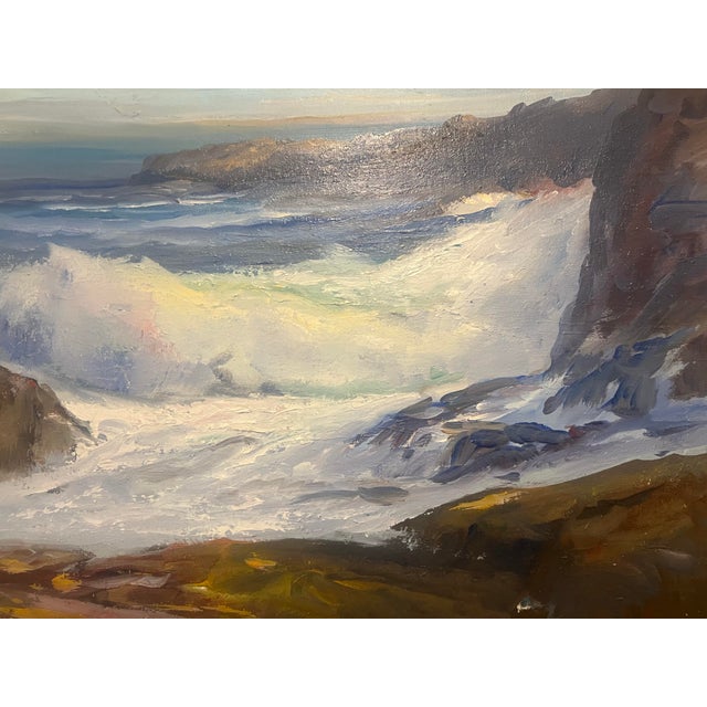 Abstract Roger Curtis (1910-2000), Vintage Abstract Coastal Oceanscape, Amazing Blue Hues, Signed For Sale - Image 3 of 7