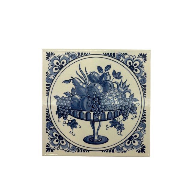 Delft Schoonhoven Keramiek Holland Blue and White Floral Tile Trivets - Set of 3 These three tiles have an ivory base....