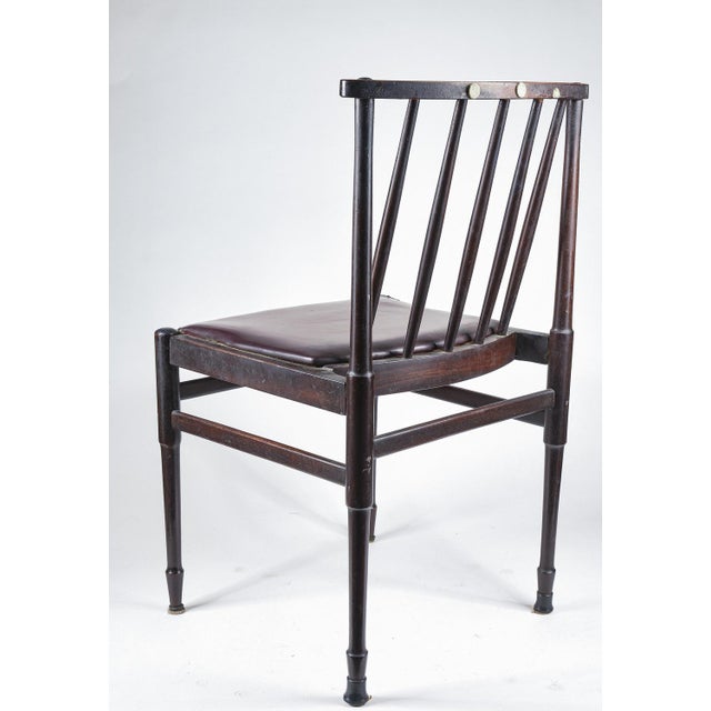 Vintage Chair in Dark Stained Wood and Leather, 1960s For Sale - Image 4 of 8