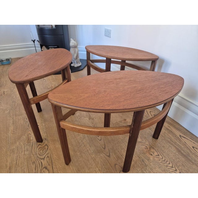 Model 5614 Teak Coffee Table Nest of 3 by Nathan Trinity, 1960s, Set of 4 For Sale - Image 9 of 17