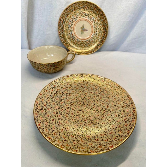 Early 20th Century Antique Japanese Satsuma Butterfly Tea Cup, Saucer & Plate – Set of 3 For Sale - Image 5 of 16