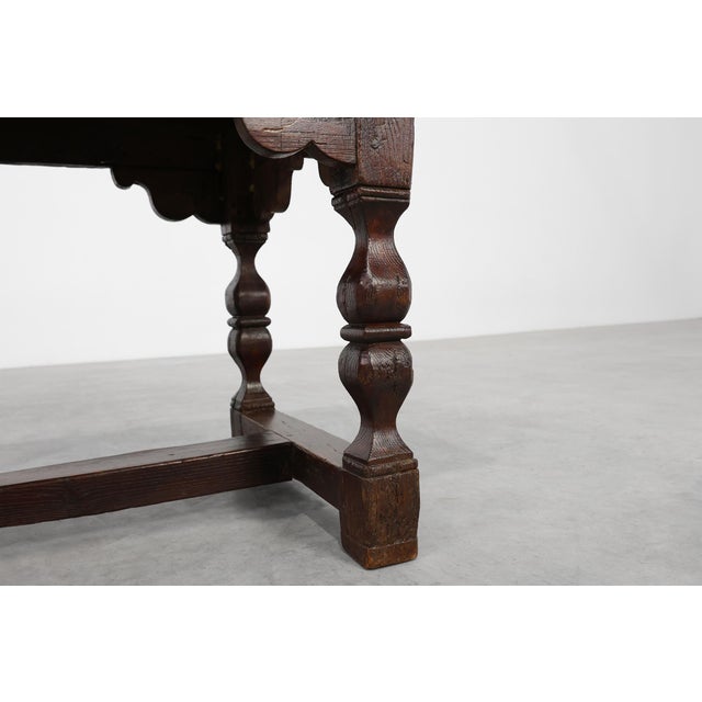 Wood 17th Century Flemish Oak Monastery Table, Belgium For Sale - Image 7 of 13