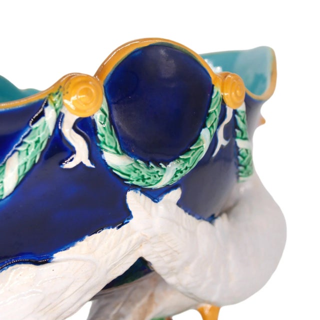 Blue A George Jones Majolica Cobalt Centerpiece Bowl With Doves, English, Ca. 1870 For Sale - Image 8 of 12