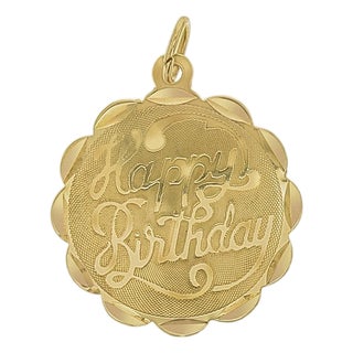 Happy Birthday Charm 14k Yellow Gold For Sale