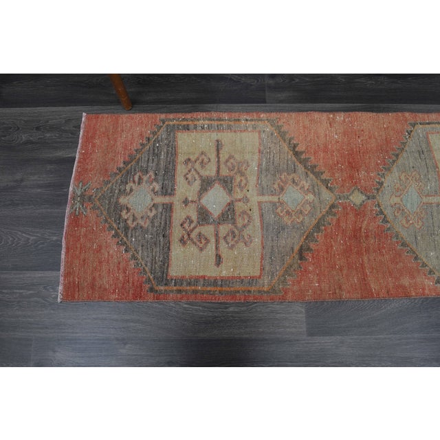 Textile 1970s Vintage Handmade Wool Cotton Red Area Rug For Sale - Image 7 of 11