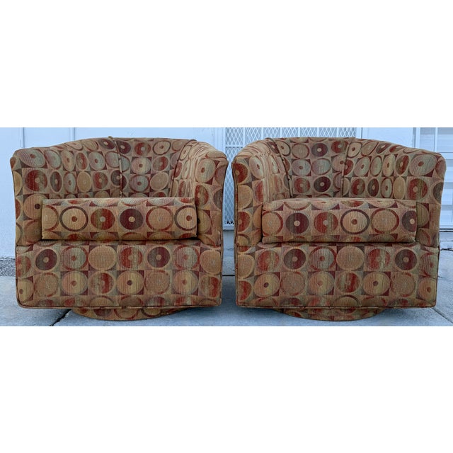 Wood Milo Baughman Style Pair of Swivel Chairs From 80's For Sale - Image 7 of 9