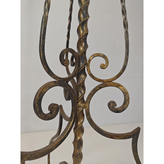 Gold Art Deco Wrought Iron Torchiere Floor Lamp, Paris, 1920s For Sale - Image 8 of 10