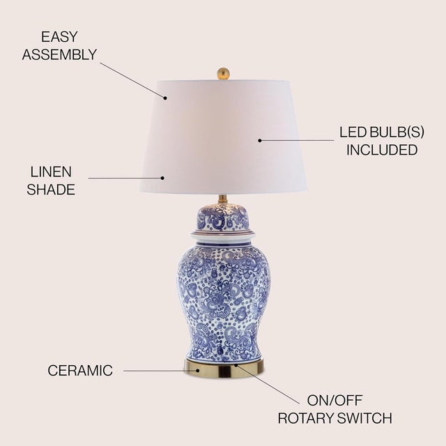 Chinoiserie Blue and White Chinoiserie Ginger Jar Table Lamp, 29.5 Inch For Sale - Image 3 of 9