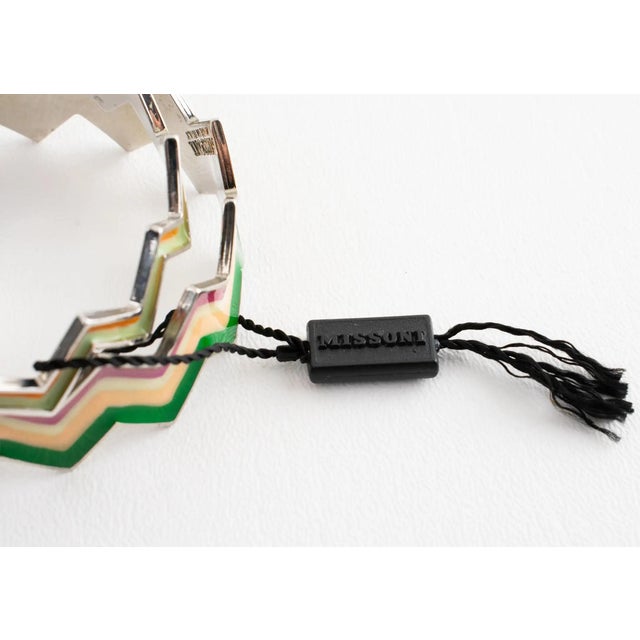 Silver Missoni Set of Silvered Zig-Zag Bangle Bracelet with Multicolor Enamel For Sale - Image 8 of 9