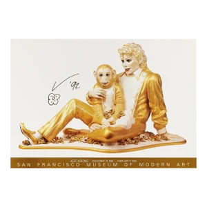 Vintage 1992 Jeff Koons Sfmoma Retrospective Poster, Signed/Michael Jackson