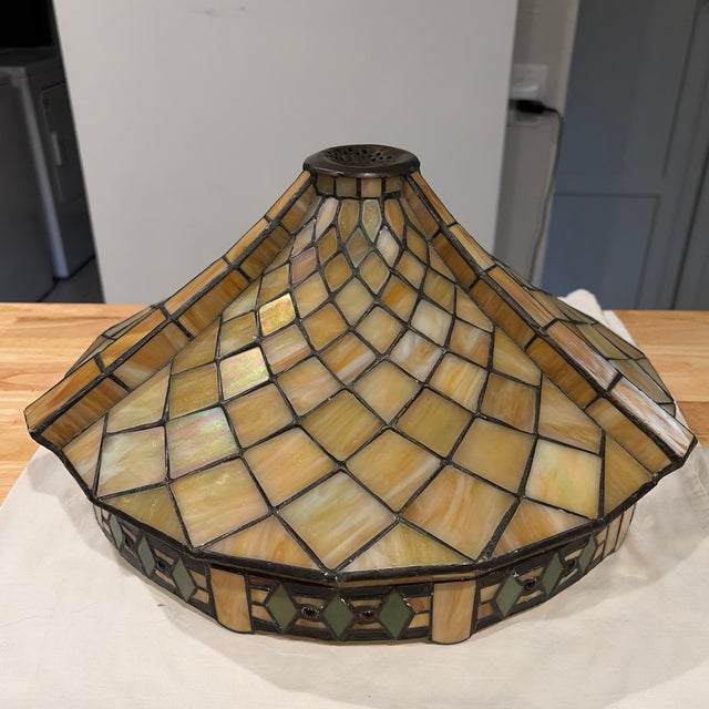 Very Rare 1920s Handmade Tiffany Style Lampshade For Sale In Austin - Image 6 of 7