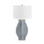 Worlds Away Matthew Izzo Home Mae Gray/Blue Glazed Ceramic Table Lamp With Shade and Ceramic Finial For Sale - Image 4 of 7