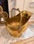 Metal Large Brass Coal Scuttle / Fireplace Log Bucket With Lion Mask Mounts & Delft-Style Ceramic Handles - For Sale - Image 7 of 9