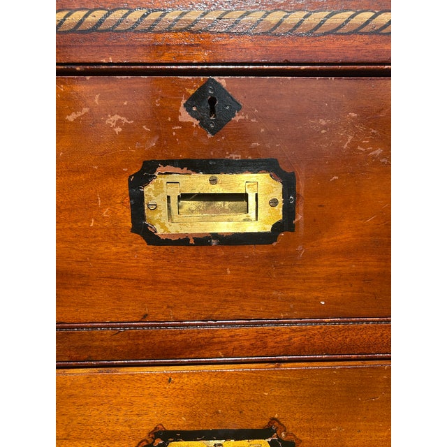 Antique Nautical Painted Campaign Chest For Sale - Image 11 of 12