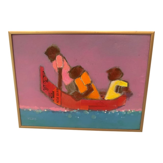 Whimsical Oil on Canvas Titled "Water Taxi" For Sale