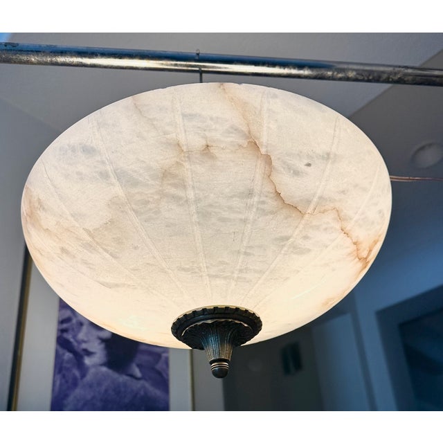 1970s French Directoire Style Alabaster Flushmount Ceiling Light For Sale - Image 14 of 16