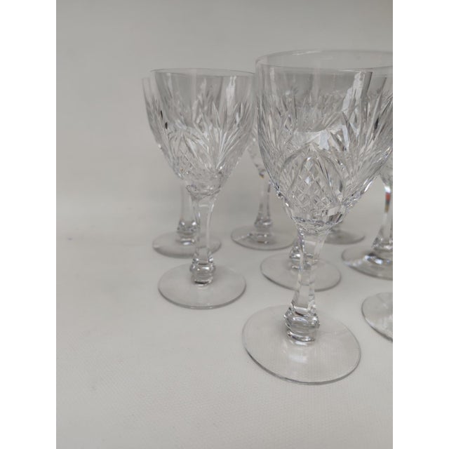 Large Saint Louis Crystal Glasses Moselle Model, 1930s, Set of 8 For Sale - Image 8 of 9