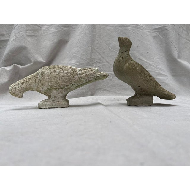 Sculpture Materials Antique Cast Stone Bird Statues a Pair For Sale - Image 7 of 8