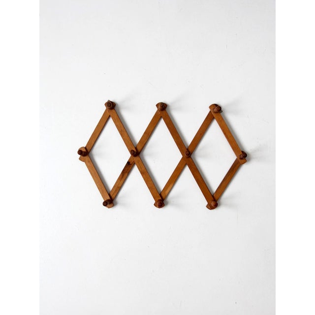 Vintage Wooden Accordion Peg Rack For Sale - Image 4 of 15