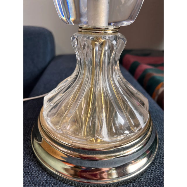 1980s 1980s Vintage French Crystal and Brass Table Lamp For Sale - Image 5 of 8