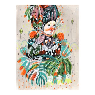 Exotic - Abstract Colorful Whimsical Figurative Feminine Art on Paper Original Artwork by Silvia Pavarini For Sale