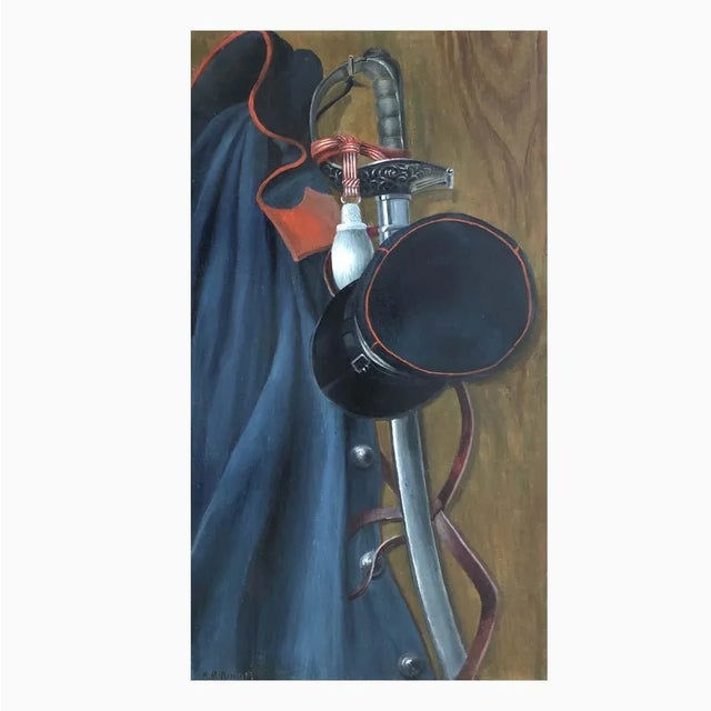 Hermann Haller, Nature morte au képi, épée et uniforme, 1903, Oil on Canvas For Sale - Image 8 of 8
