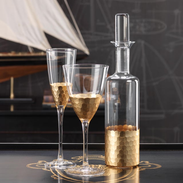 Fez Cut Glass Champagne Flute with Gold Leaf Fez Cut Champagne Flute with Gold Leaf - Set Of Foun A wine glass can be...