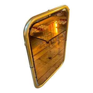 1970s Cristal Arte Space Age Brass and Pink Glass Italian Wall Mirror