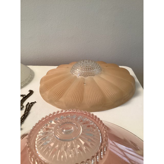 Vintage Patterned Glass Ceiling Shades - Set of 4 For Sale - Image 15 of 15