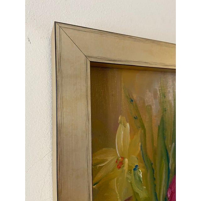 Original Marina Movshina Large Oil Painting of Roses Framed in Champagne Gold Wood For Sale In Saint Louis - Image 6 of 6