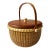 Vintage Signed Nantucket Lightship Basket – Handcrafted With Lid, Bone Handle & Geometric Pattern For Sale