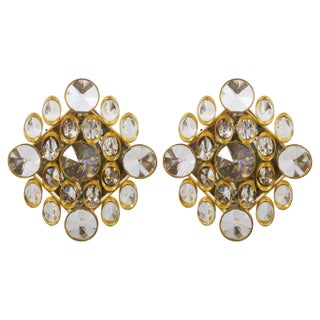 Vintage Sconces in Brass and Crystal by Gaetano Sciolari, 1970s, Set of 2 For Sale