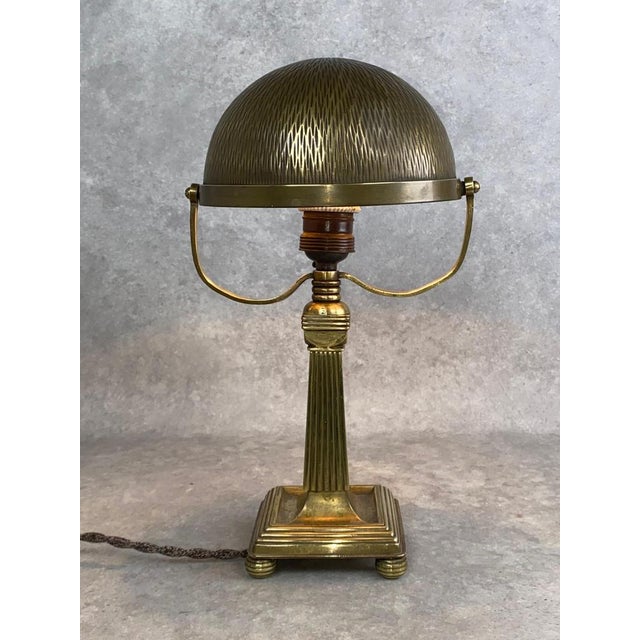 Brass table lamp in style of Vienna secession. Professionally stained and repolished, rewired. Up to 250V (Europe/UK...