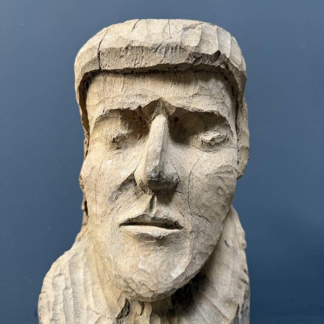 Large Bust in Carved Wood, 1950s For Sale - Image 15 of 18