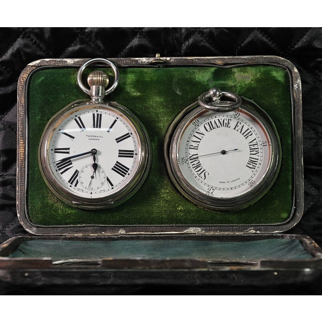 Silver Clock and Barometer from Thornhill London, 1950s For Sale - Image 10 of 12