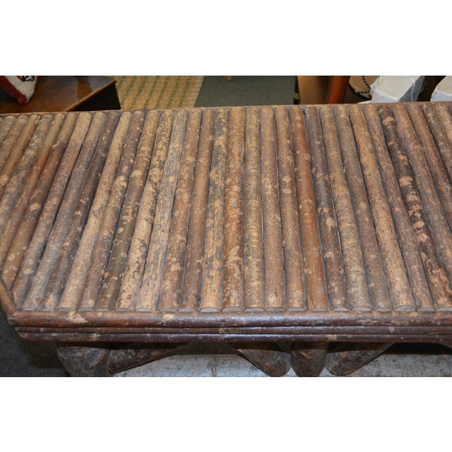Vintage Hand Crafted Adirondack Style Log Wood Console Hall / Sofa Table - Angled Edge For Sale - Image 6 of 17