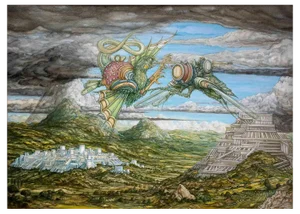 Adriano Pompa, Air Battle in the German Way, Oil Paint, 2020