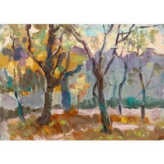 Forest Landscape Oil Painting, Ukrainian Art, 1957 18-24 For Sale