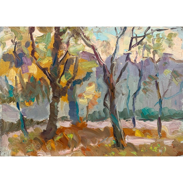 Forest Landscape Oil Painting, Ukrainian Art, 1957 18-24 For Sale