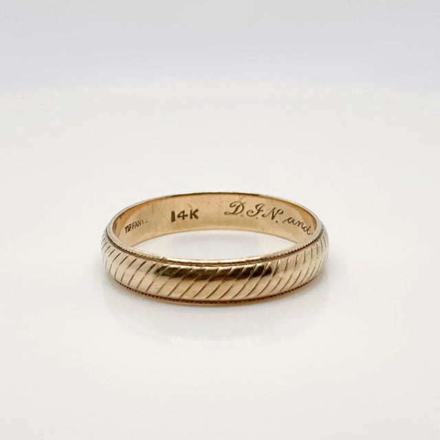 Tiffany and Co. Vintage Mid-Century 14 Karat Tiffany & Co. Gold Band or Wedding Ring Size 12.5 For Sale - Image 4 of 8