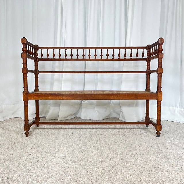 Antique Louis XIII Bench in Turned Wood and Cane, 1890s For Sale - Image 3 of 18