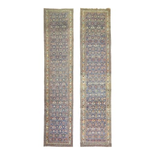Antique Zabihi Collection Navy Persian Runners - A Pair - 3'4" x 17'2" For Sale