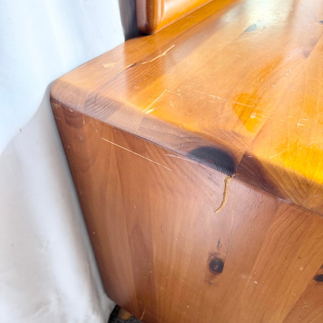Mid Century Modern Sculptured Pine Dresser With Mirror by Franklin Shockey Co For Sale - Image 9 of 10