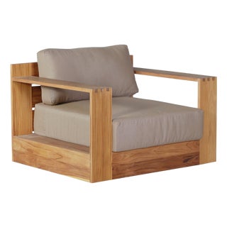 Imperial Grove Outdoor Solid Teak Wood Revolving Chair For Sale