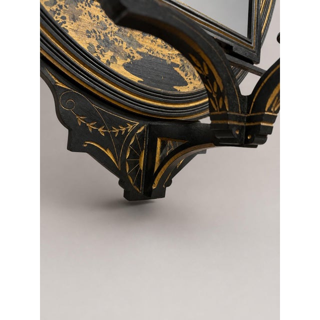 Wood Lamb of Manchester Aesthetic Movement Ebonized Gilt Chinoiserie Mirrored Sconces For Sale - Image 7 of 10